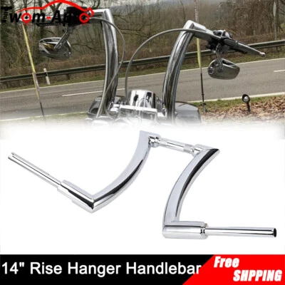 14" CHROME DNA MONSTER FAT APE HANGER BARS 1-1/4" FOR HARLEY TOURING HANDLEBARS - Image 1 of 4