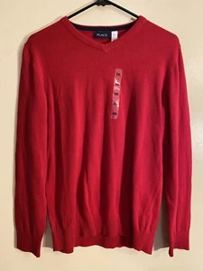 NWT Children’s Place Red With Navy Trim Crew Neck Sweater Boys XXL 16 Cotton - Picture 1 of 5