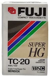 FUJI BRAND VHS-C TC-20 Super HG BLANK 44m / 144’ Cassette New Sealed TC-20SHG - Picture 1 of 2