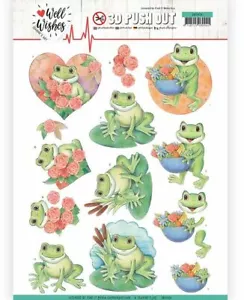 Couture 3D Diecut Decoupage Pushout Kit Jeanine's Art - Well Wishes - Frogs Rose - Picture 1 of 1