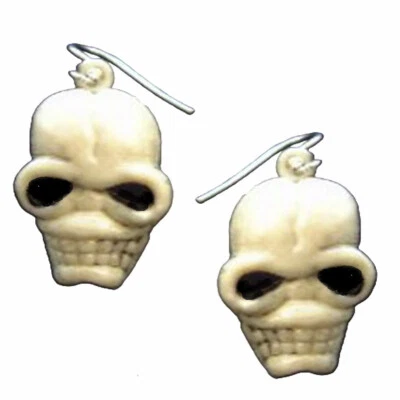 Retro Gothic SKULL HEADS FUNKY EARRINGS Punk Zombie Alien Pirate Novelty Jewelry - Image 1 of 2