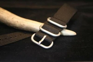 NAGATAC Military Nylon Watch Strap Band 3 Ring Stainless Matt Buckle 20/22 Black - Picture 1 of 3