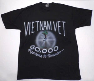 Vtg 1980s VIETNAM WAR VET 60,000 REASONS TO REMEMBER Military Advertising TShirt - Picture 1 of 10