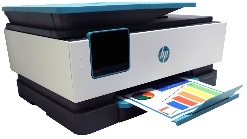 HP OfficeJet 8028 Blue All-In-One Wireless Color Inkjet Printer (Refurbished). Available Now for $119.99