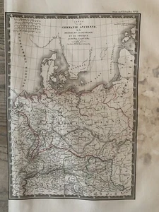 1827 Ancient Germania Hand Coloured Original Antique Map by Adrien Brue - Picture 1 of 3