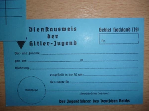 GERMAN HJ "DIENST AUSWEIS" UNISSUED BLANK CARD - Picture 1 of 3