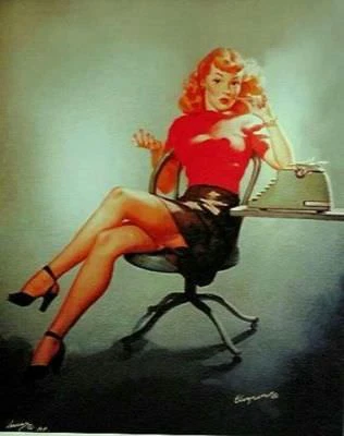 DE COLECCIÓN SECRETARIA ELVGREN PINUP 8X11 COSTURAS MEDIAS UPSKIRT Pin-Up ILUSTRACIÓN Foto 1 de 4