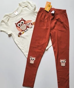 Gymboree Girls sz 6 Autumn Harvest Baby Mom Owl Tee & Leggings Set NWT - Picture 1 of 3