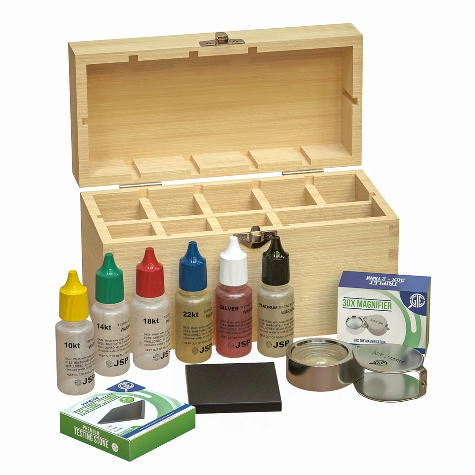 10k 14k 18k 22K 24K Gold Silver Jewelry Test Kit Acid Box Precious Metals Stone - Image 1 of 4