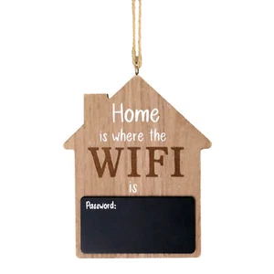 Wooden Chalkboard Wall Hanging House Shaped WIFI Password Sign Board Decoration - Picture 1 of 4