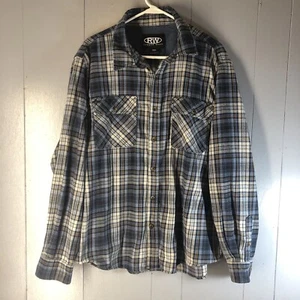 RW Rugged Wear Men’s 2XL Blue Button Up Long Sleeve - Picture 1 of 7