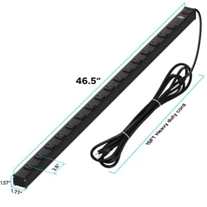 16-Outlet Heavy Duty Surge Protector Power Strip Wide Spaced Metal Power Strip - Picture 1 of 8