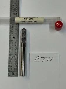 1 NEW HTC 15/64" DIAMETER CARBIDE ENDMILL. 145-4234. 4 FL BALL. 3/4" LOC-C771 - Picture 1 of 4