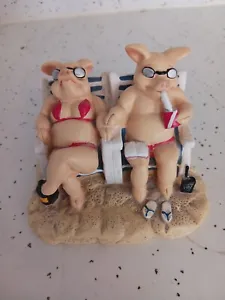 Vintage 1980s Half-Naked Sunbathing PIGS 🐖 in Swimsuits on the beach. VeryFunny - Picture 1 of 9