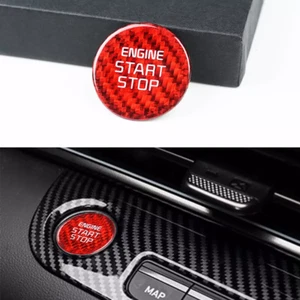 Cubierta de botón de parada de arranque de fibra de carbono roja para Hyundai Elantra 2021-2024 - Imagen 1 de 4