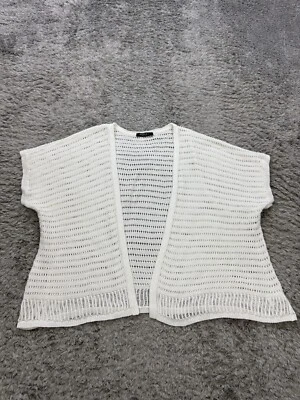 Cárdigan Lafayette 148 Suéter Mujer Medio Blanco Crochet Tejido Abierto Manga Gorra Foto 1 de 4