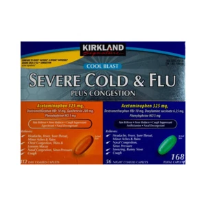KS Day and Night Severe Cold Flu Congestion Acetaminophen - 168 - Picture 1 of 5