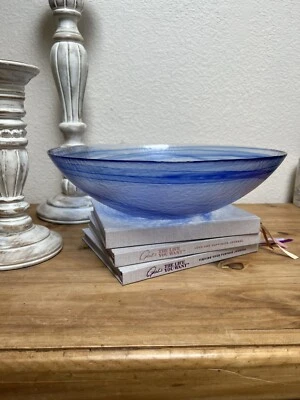 KOSTA BODA ESTILO COBALTO AZUL REMOLINO CONTRASTE 13" CUENCO DE VIDRIO Foto 1 de 4