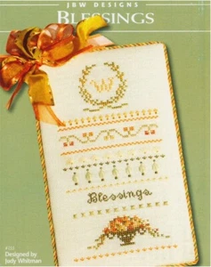 JBW Designs BLESSINGS Cross Stitch\SS Leaflet Only flower basket sampler / ABC - Picture 1 of 3