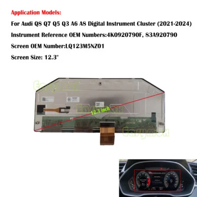 12.3" LQ123M5NZ01 LCD Display Screen For Audi 4K0 920 790F Q8  Q7 q5l  A6 A8 - Imagem 1 de 4