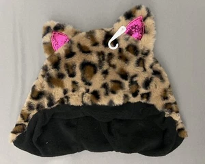 JUSTICE GIRLS One Size Girls Cheetah Faux Fur Critter Hat with Pink Glitter Ears - Picture 1 of 5