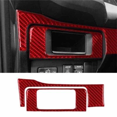 Cubierta de cuadro de control de faros rojo fibra de carbono para Toyota Tacoma 2016-2020 Foto 1 de 4