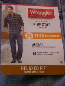 New With Tags! Wrangler Men's Blue Jeans Five Star Relaxed Fit Flex 38 X 29 1097 - Picture 1 of 5