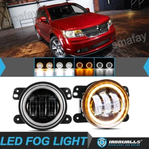 Pair 4" Bumper LED Fog Lights Amber Turn Signal DRL For Dodge Journey 2009-2012 - Picture 1 of 12