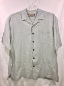 Jamaica Jaxx Mens Button Up Shirt Mint Green Size Large Short Sleeve 100% Silk - Picture 1 of 10