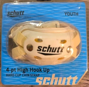 Schutt 4-PT High Hook Up Fußball Hard CUP Kinnriemen - weiß 4 Punkt JUGENDGRÖSSE - Bild 1 von 3