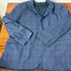 Stafford Men's Classic Fit Blue Plaid Sport Coat Size 52 - Picture 1 of 6