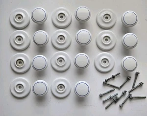 Vintage Ceramic Kitchen Drawer Knobs And Plates Bases Japan White Blue Lot of 11 - Picture 1 of 7