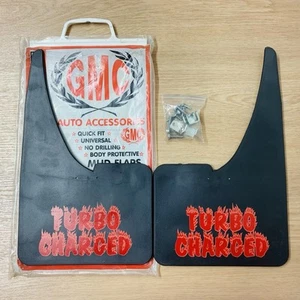 Vintage GMC Auto Accessories Universal Mud Flaps Turbo Charged Retro Old Stock - Picture 1 of 5
