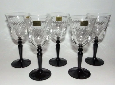 Copas de vino Claret vintage Luminarc Swirl tallo negro - Juego de 5 - Francia Foto 1 de 4