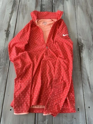 Nike Pro Polka Dot Quarter Zip Coral Pink Size Small Dri-Fit Running - Image 1 of 4