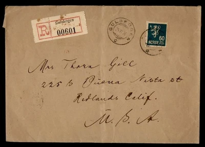 DR WHO 1936 NORUEGA REGISTRADO GULSKOGEN A EE. UU. m28028 Foto 1 de 2