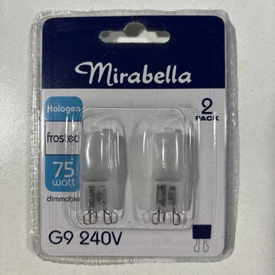 2 pack Mirabella 240V 75W G9 Halogen Light Lamp Globes Bulbs Dimmable Frosted - Image 1 of 2