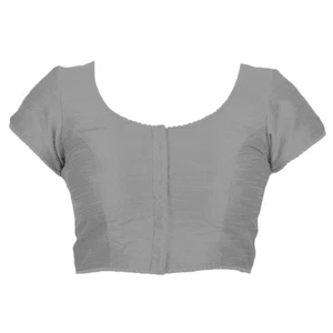 Women's Blouse With Pom Pom Lace Dupion Silk Stitched Short Sleeves Sari Blouse - Picture 1 of 33