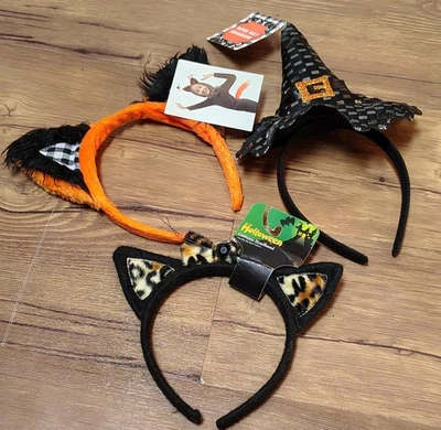 Halloween Headband Lot Of 3 / Kids  Accessories Cat - Fox - Witch - Image 1 of 4