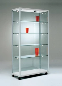 Glasvitrine QV Vitrine Alu Ausstellung Messe & Schloss beleuchtet 80 cm Füße - Bild 1 von 5