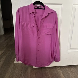 Lauren Ralph Lauren Women Blouse 100% Silk Button Front Pink Size 6 Retail $225 - Picture 1 of 1