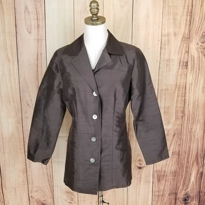 Bloomingdales 2 piezas Tanque + Chaqueta Mujer Talla 6 Marrón Chocolate Seda Satén Foto 1 de 4