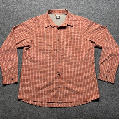 Nike ACG Shirt Mens Large Vented Long Sleeve Trail Hiking Brick Red Metal Button - Image 1 of 4