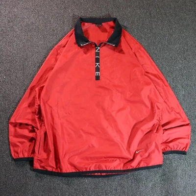 Nike Sportswear Quarter Zip 90s Vintage Red Windbreaker Large - Image 1 of 4