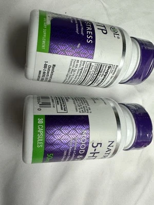 Lote de 2 Natrol 5-HTP 50mg Alivio del Estado de ánimo y el estrés 30 cápsulas cada una Leer descripción Foto 1 de 3