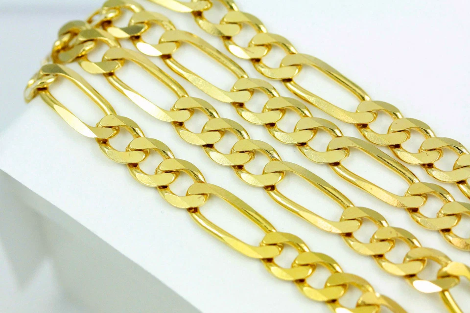 Cadena Figaro 20k 20ct Auténtico Oro Amarillo Día de la Madre Personalizar, Corte Diamante  Foto 1 de 1