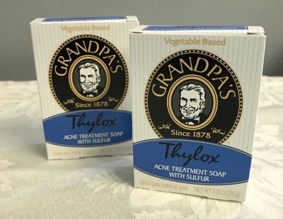 2 Grandpa's Soap Co. THYLOX Jabón Tratamiento Acné con Azufre Barra 3.25 OZ Tamaño Completo Foto 1 de 4