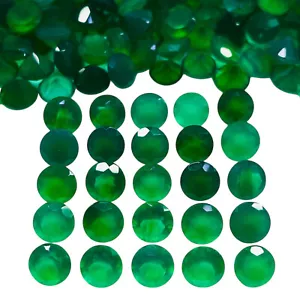 100 Pcs Natural Green Onyx 6mm Round Cut Top Quality Loose Untreated Gemstones - Picture 1 of 8