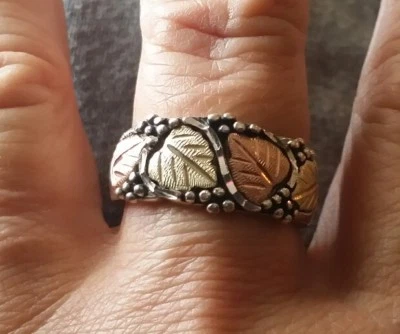 NWT Black Hills Gold Leaf Sterling & 12K Gold Ring Band Sizes 7 to 16 - Image 1 of 4