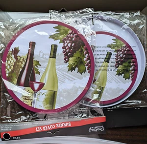 Set 4 Electric Stove Top Burner Covers Wine Grapes Green, Burgundy 2(8”) 2(10") - Picture 1 of 7